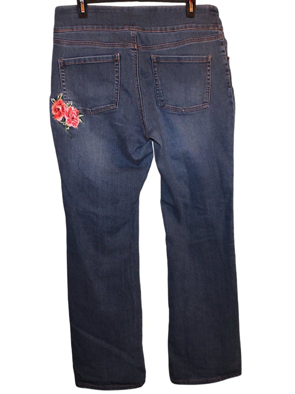 The Pioneer Woman Embroidered Floral Pull-On Bootcut Jeans Sz Large Stretchy